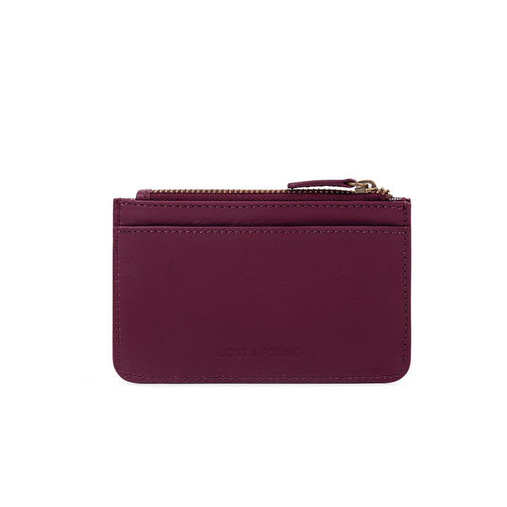 Card Holder with Zip Compartment Cherry
