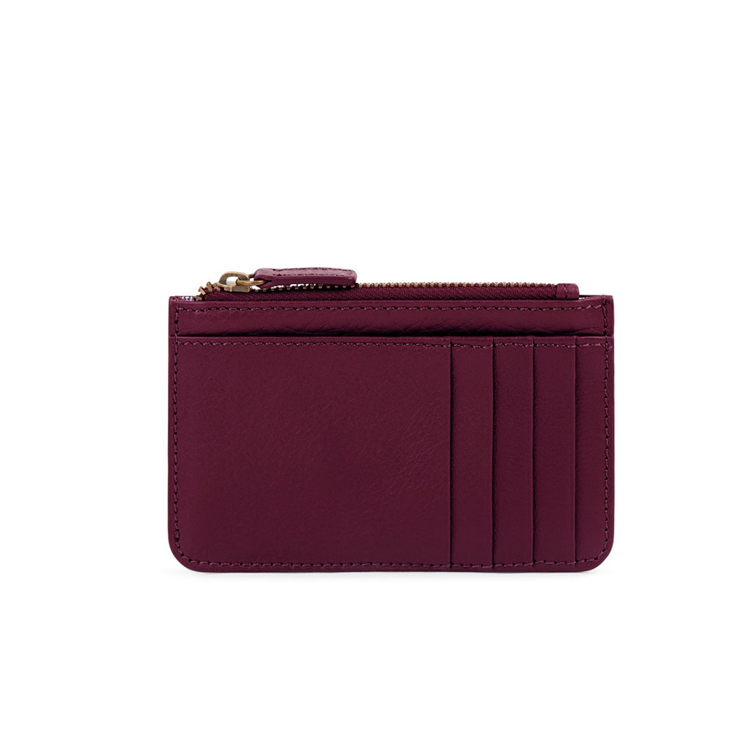 Card Holder with Zip Compartment Cherry