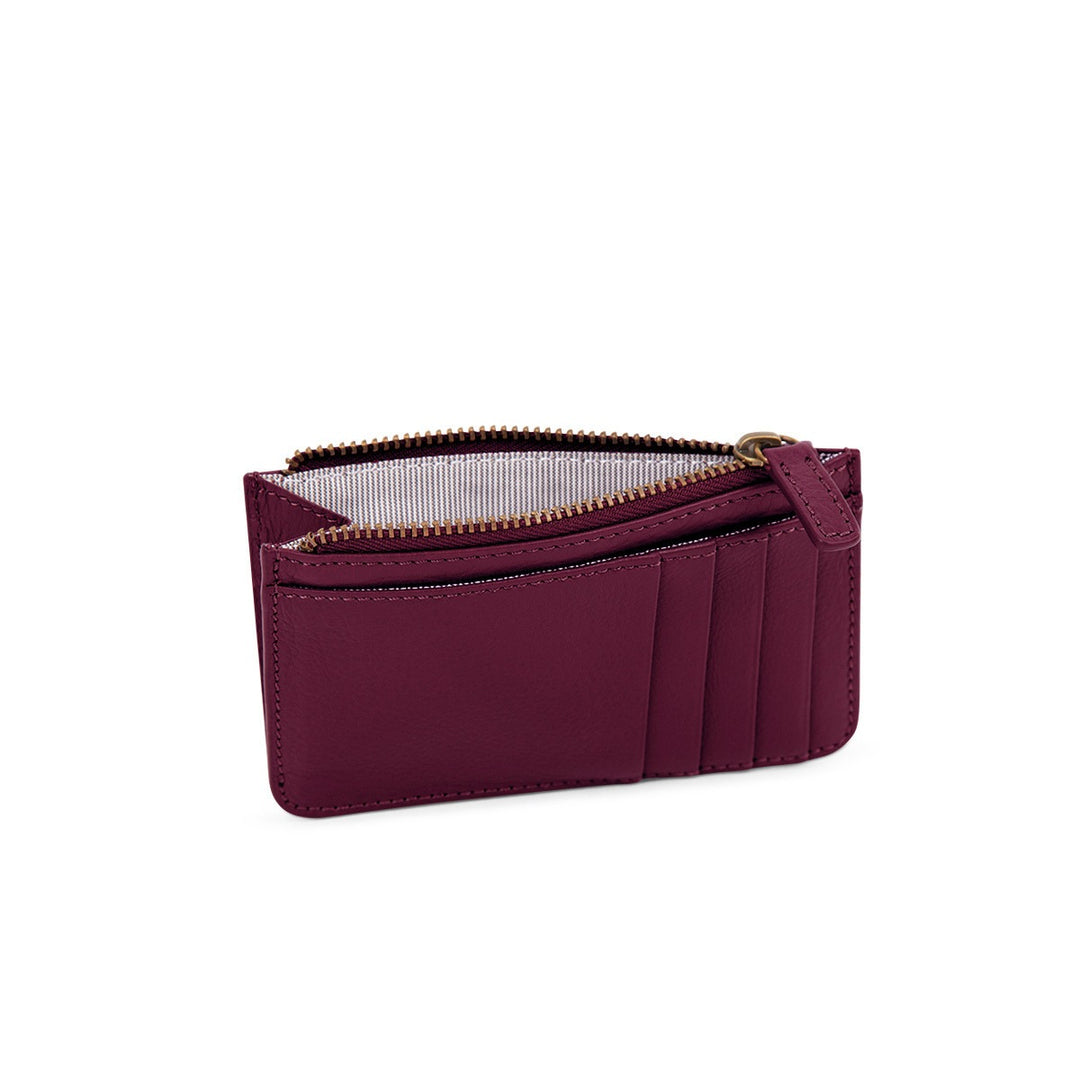 Card Holder with Zip Compartment Cherry