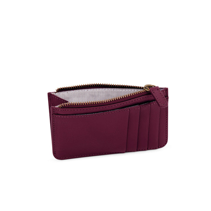 Card Holder with Zip Compartment Cherry