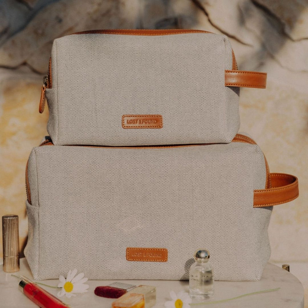 Necessaires in Canvas Caramel - beide Grössen im Vergleich
