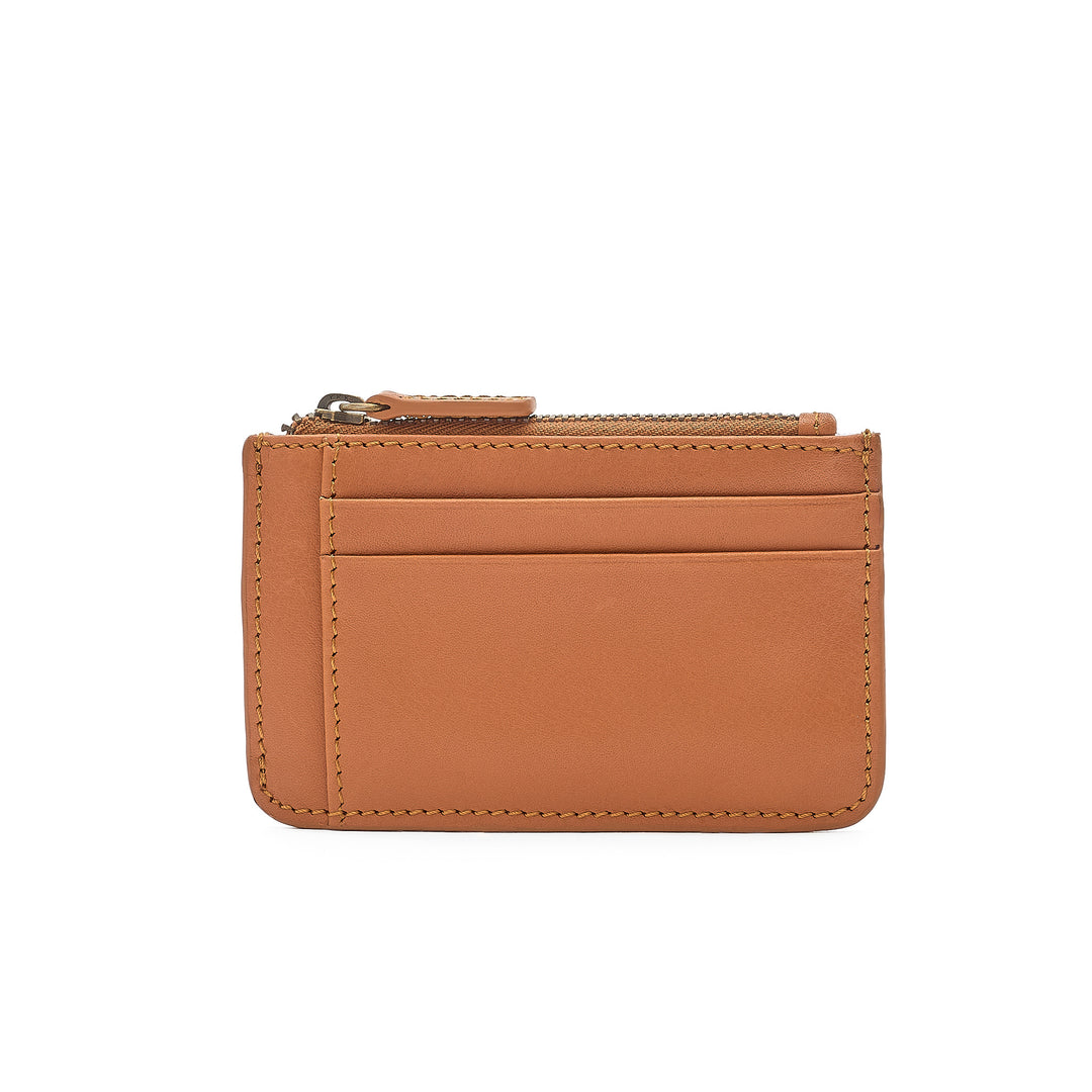 Zip Card Holder Small Caramel