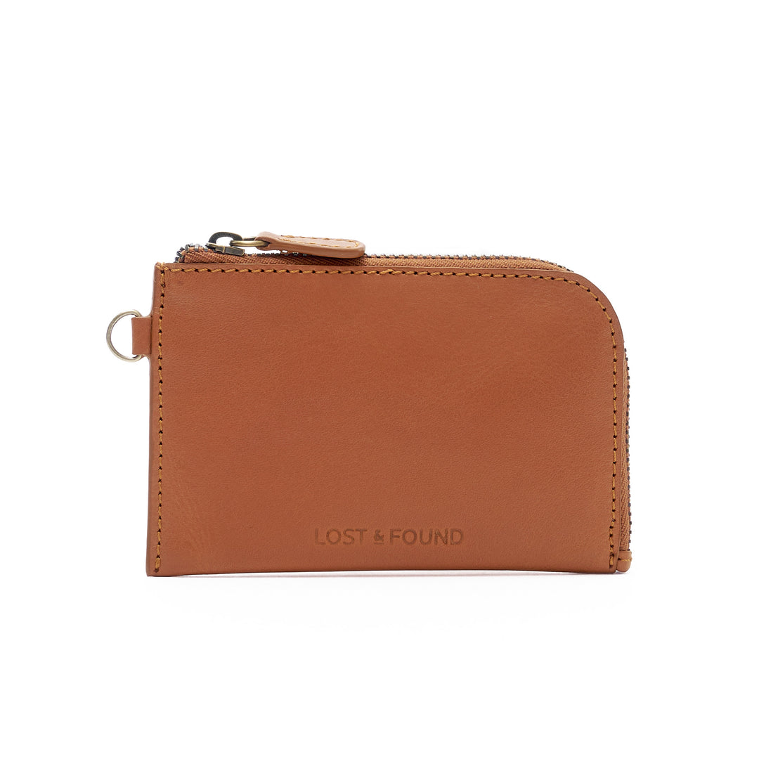 Zip Card Case with Ring Caramel