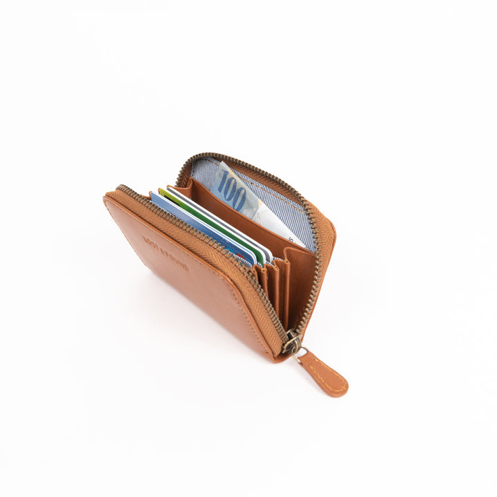 Mini Reissverschluss Portemonnaie Caramel