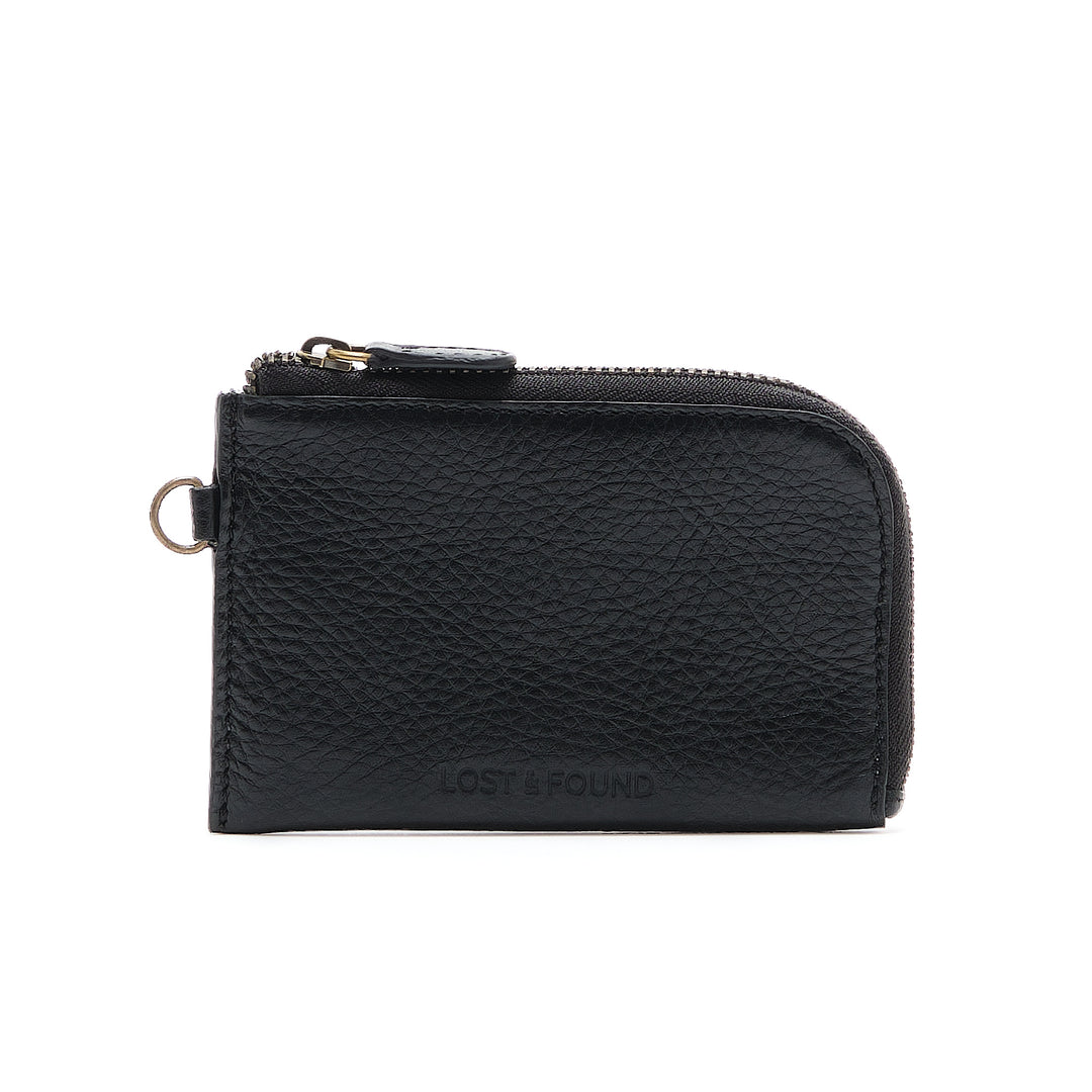 Zip Card Case with Ring Black