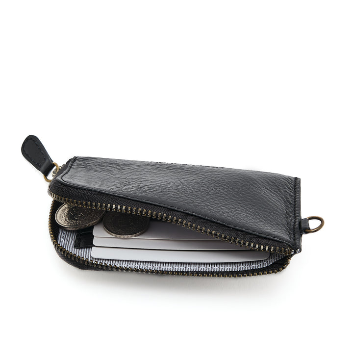 Zip Card Case with Ring Black