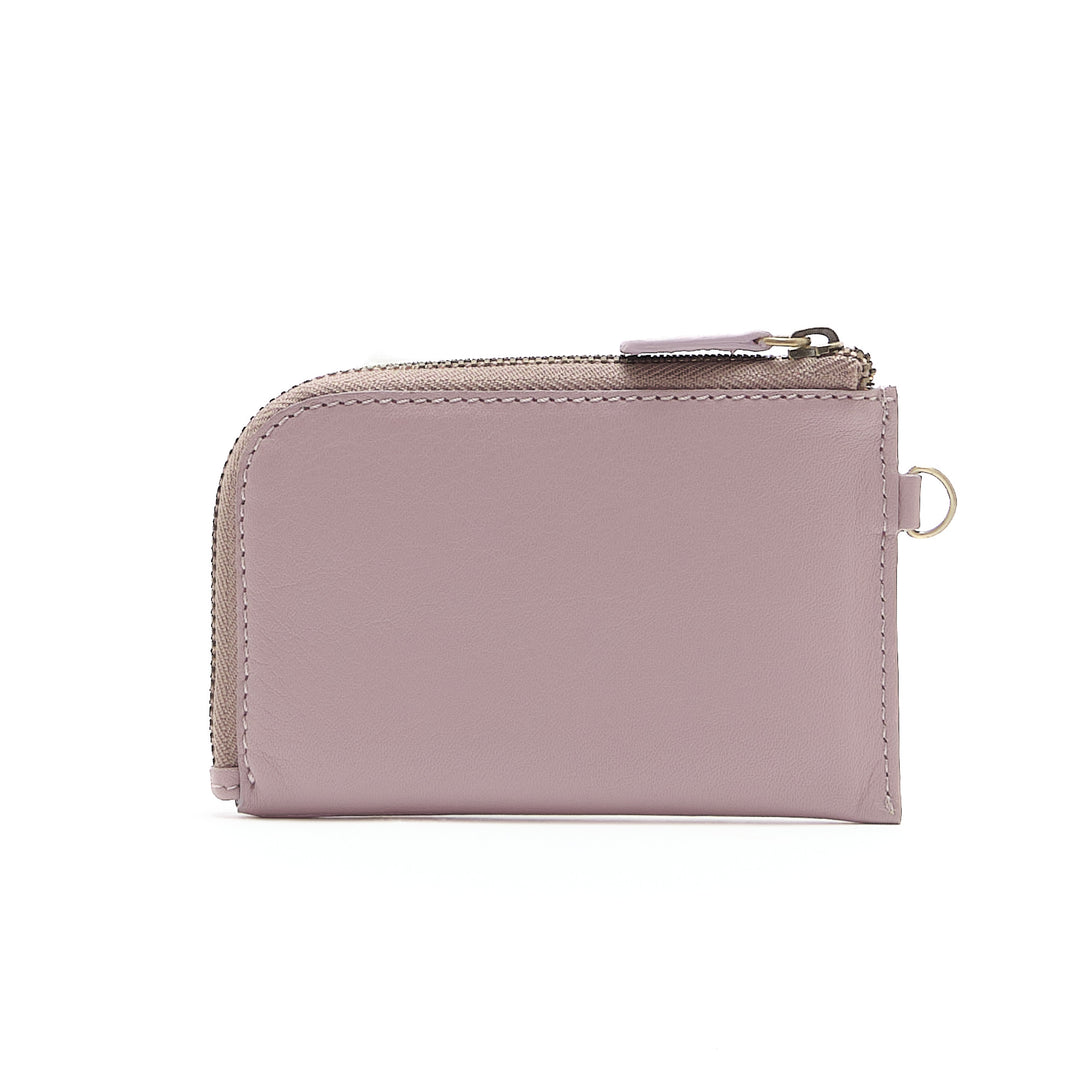 Zip Card Case with Ring Mauve