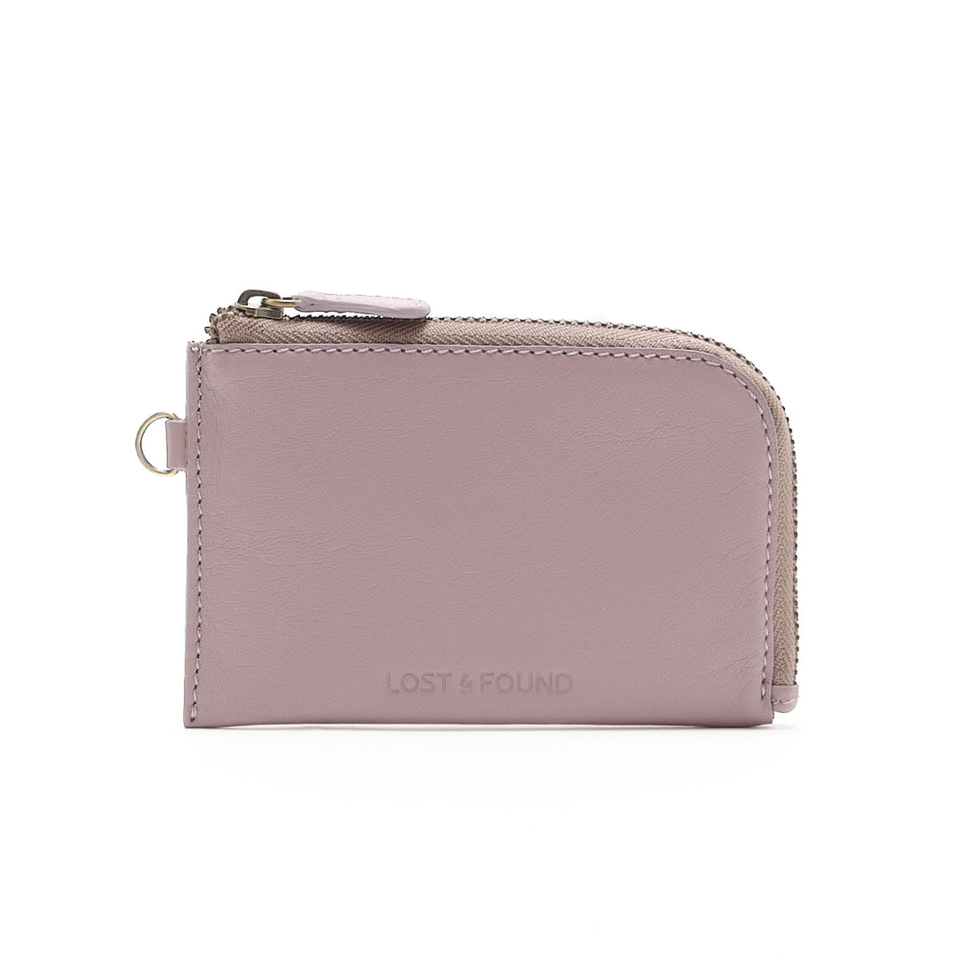 Zip Card Case with Ring Mauve