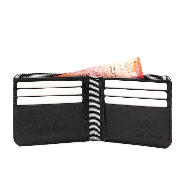 Bifold Wallet with Zip Pocket Black